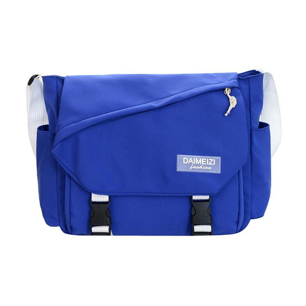 Large Capacity Canvas Crossbody Bag For Students And Casual Use Dark Blue Bags