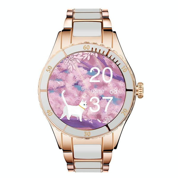 Smart Bracelet With Touch Screen Heart Monitoring Voice Control And Cycle Reminder White Activity Trackers