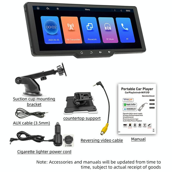 9.38 Inch Car Mp5 Player With Carplay / Android Auto Portable Black Other Car Audio