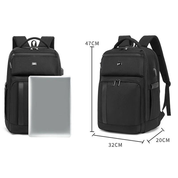19 Inch Large Capacity Waterproof Backpack With Usb Black Women Backpacks
