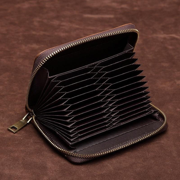 Dark Coffee Leather Passport / Card Holder Rfid Protected Business Card Holders