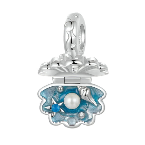 925 Sterling Silver Openable Scallop Bead Pendant Charms & Pendants