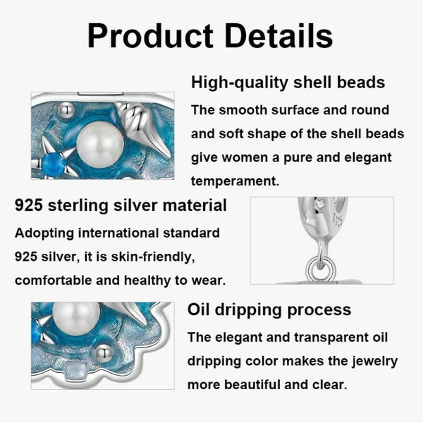 925 Sterling Silver Openable Scallop Bead Pendant Charms & Pendants