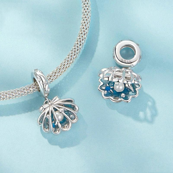 925 Sterling Silver Openable Scallop Bead Pendant Charms & Pendants