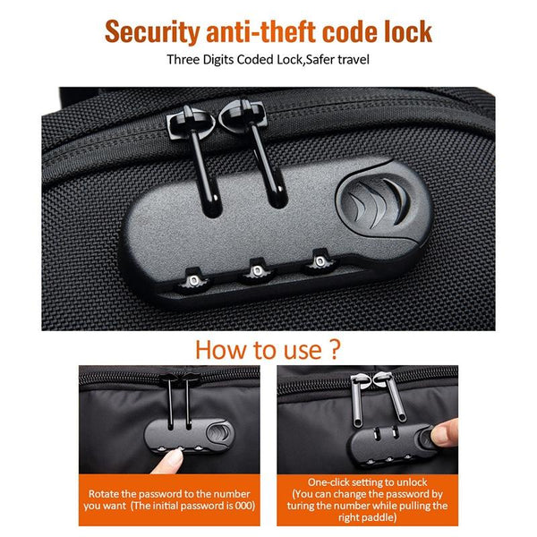 Anti Theft Men Waterproof Crossbody Bag With Usb Port Blue Bags