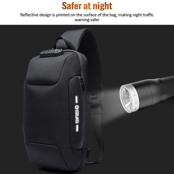 Anti Theft Men Waterproof Crossbody Bag With Usb Port Blue Bags