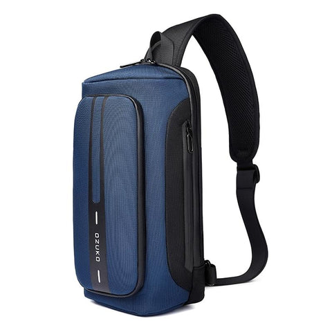 Waterproof Men Business Chest Bag With Usb Charging Port Anti Theft Shoulder Messenger Dark Blue Bags