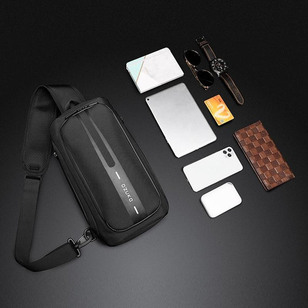 Waterproof Men Business Chest Bag With Usb Charging Port Anti Theft Shoulder Messenger Dark Blue Bags