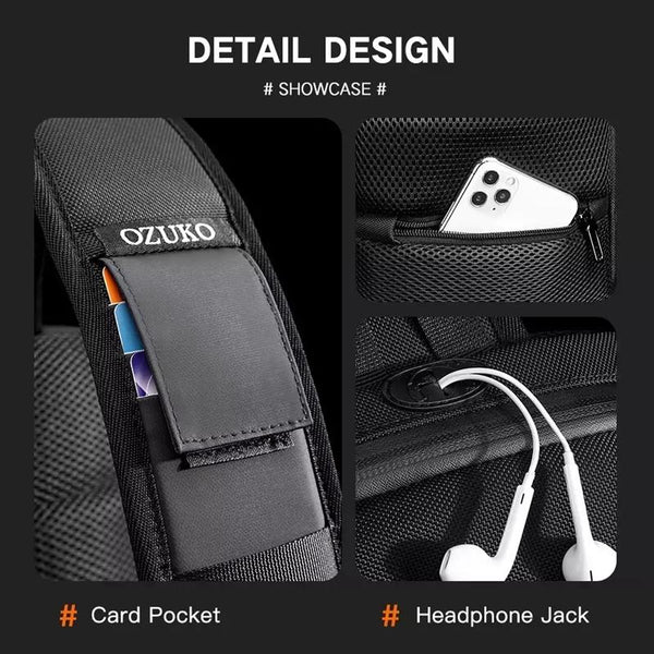 Waterproof Men Business Chest Bag With Usb Charging Port Anti Theft Shoulder Messenger Dark Blue Bags