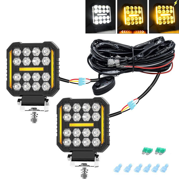 4 Inch Square Mixed Luminous Angel Eye Car Work Light Led Car Lights