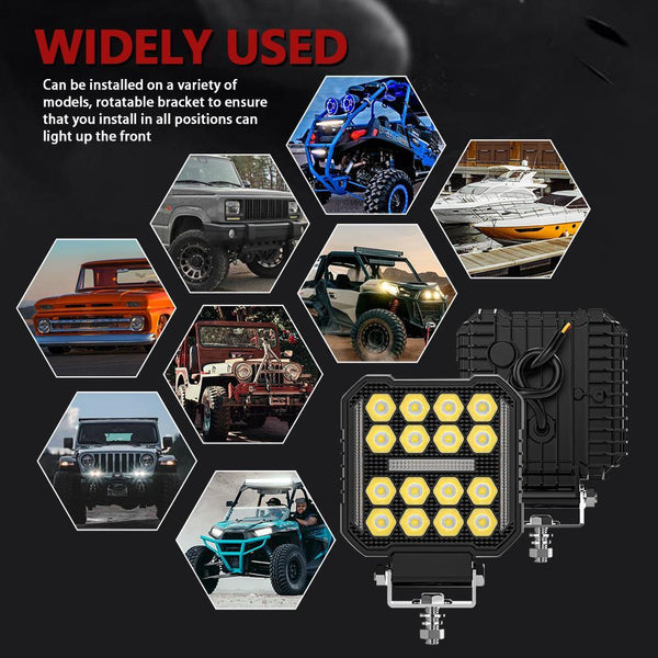 4 Inch Square Mixed Luminous Angel Eye Car Work Light Led Car Lights