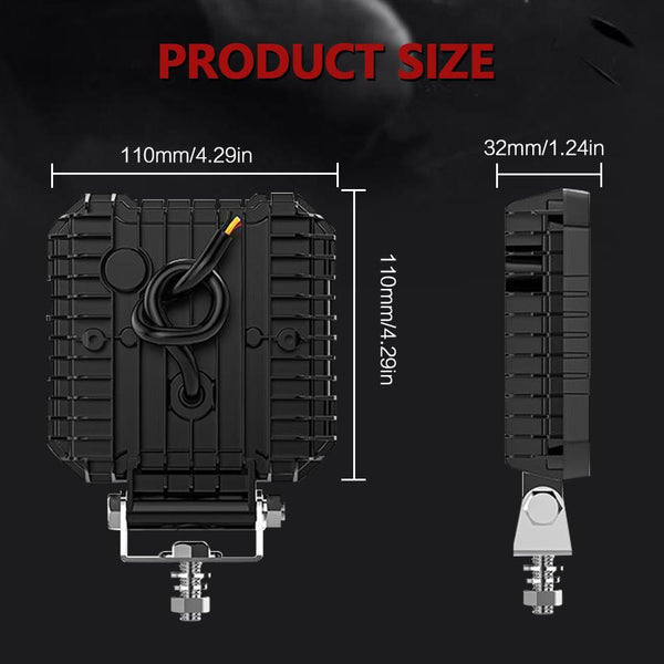 4 Inch Square Mixed Luminous Angel Eye Car Work Light Led Car Lights