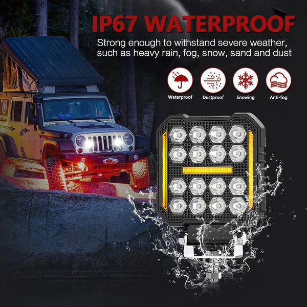 4 Inch Square Mixed Luminous Angel Eye Car Work Light Led Car Lights