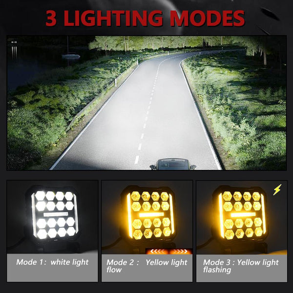 4 Inch Square Mixed Luminous Angel Eye Car Work Light Led Car Lights
