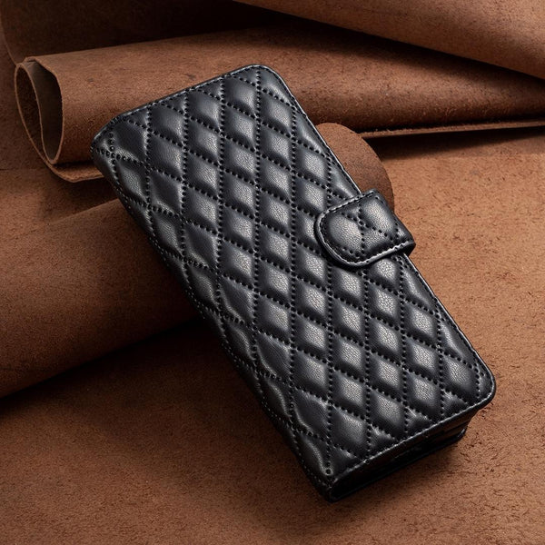 For Samsung Galaxy Z Fold4 5G Diamond Lattice Wallet Case Sleek And Stylish Black Cases Covers & Skins