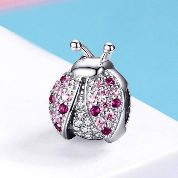 925 Sterling Silver Zircon Ladybug Bracelet / Necklace Set Charms & Pendants