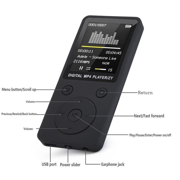 Mp4 Music Player With Fm Radio & Recording Black No Memory Ipods & Mp3 Players