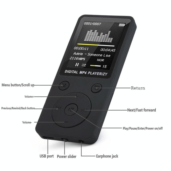 Mp4 Music Player With Fm Radio & Recording Black No Memory Ipods & Mp3 Players