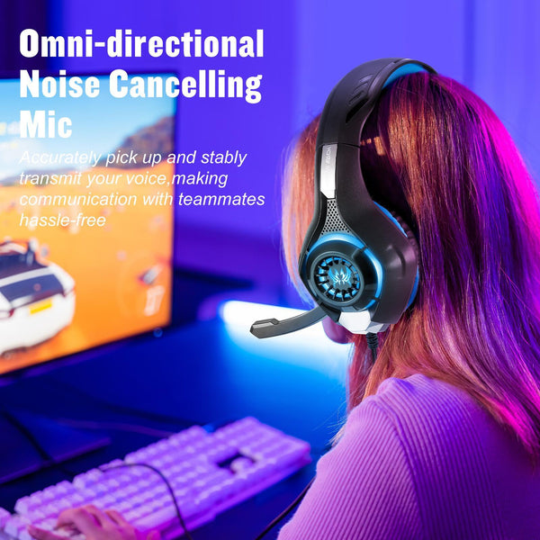 Omni Mic Gaming Headset 1.9M Length Black Blue Headsets
