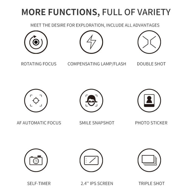 32 Megapixel Children's Digital Sports Camera With 2.4 Inch Screen Mini Size Black Digital Cameras