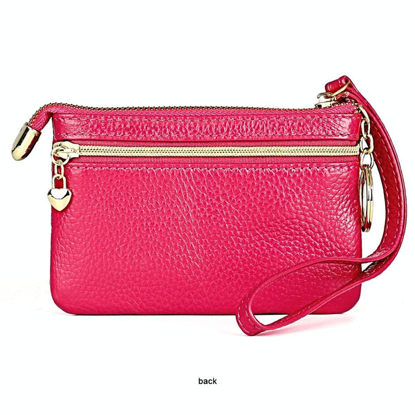 Sewing Thread Leather Fox Handbags Cute Mini Key Case Rose Red Wallets