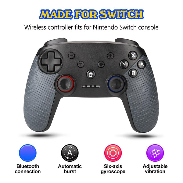 Switch Pro Wireless Gamepad With Dual Motors And Turbo Controllers & Attachments