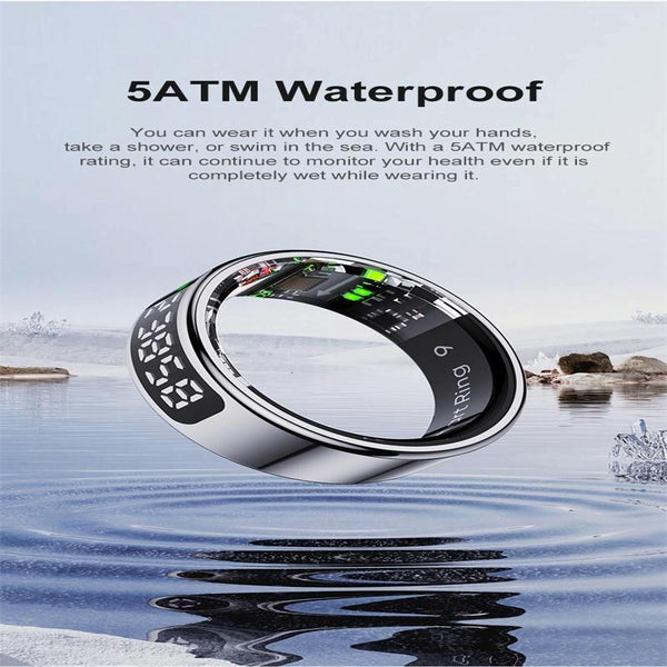 Smart Ring Heart Rate Blood Oxygen Sleep Sports Size 10 Black Activity Trackers