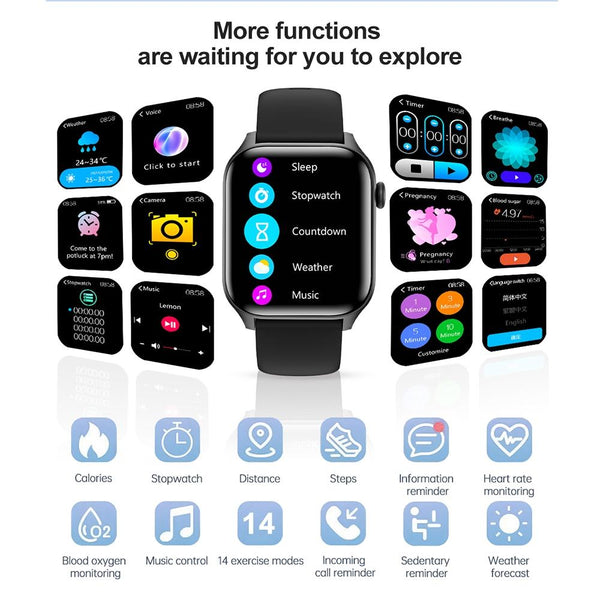 1.85 Inch Ip67 Waterproof Sports Health Monitoring Bluetooth Call Smart Watch Black Smart Watches