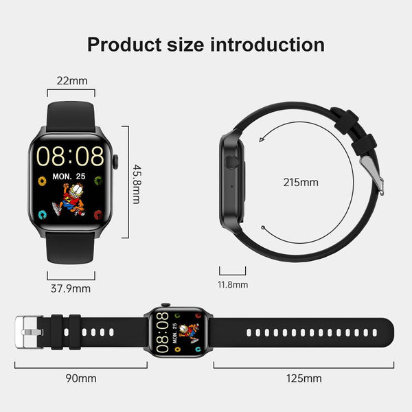 1.85 Inch Ip67 Waterproof Sports Health Monitoring Bluetooth Call Smart Watch Black Smart Watches