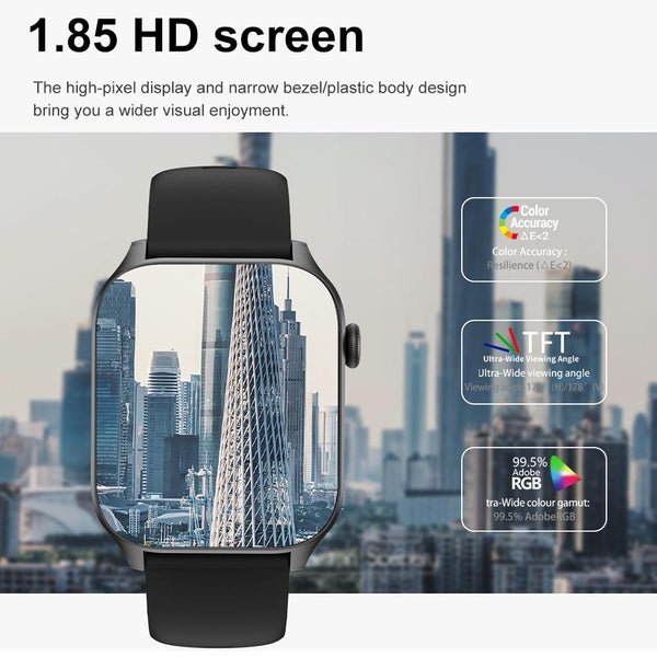 1.85 Inch Ip67 Waterproof Sports Health Monitoring Bluetooth Call Smart Watch Black Smart Watches