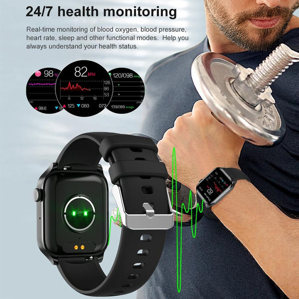 1.85 Inch Ip67 Waterproof Sports Health Monitoring Bluetooth Call Smart Watch Black Smart Watches