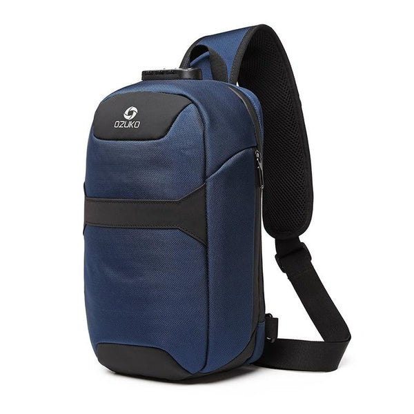 Waterproof Anti Theft Chest Bag With Usb Port Men Outdoor Messenger Dark Blue Bags
