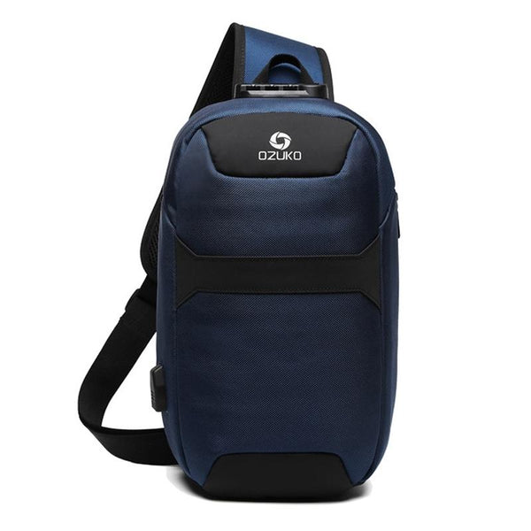 Waterproof Anti Theft Chest Bag With Usb Port Men Outdoor Messenger Dark Blue Bags