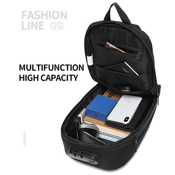 Waterproof Anti Theft Chest Bag With Usb Port Men Outdoor Messenger Dark Blue Bags