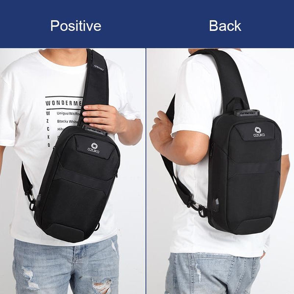 Waterproof Anti Theft Chest Bag With Usb Port Men Outdoor Messenger Dark Blue Bags
