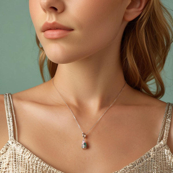 925 Sterling Silver Platinum Plated Doll Pendant With Beads Charms & Pendants