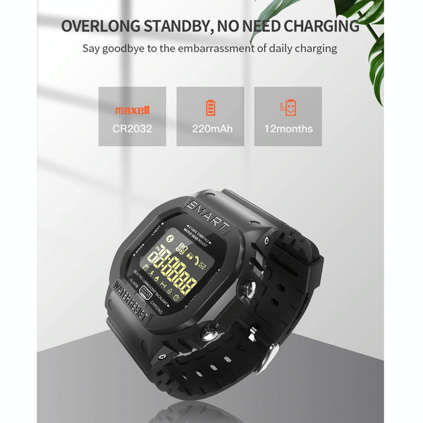 1.21 Inch Fstn Lcd Screen 50M Waterproof Smart Watch Support Information Reminder / Remote Camera Sport Record Black Smart Watches