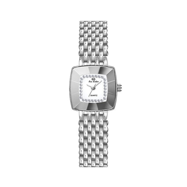 Stainless Steel Square Dial Women Watch With Simple Strap Silver Watches