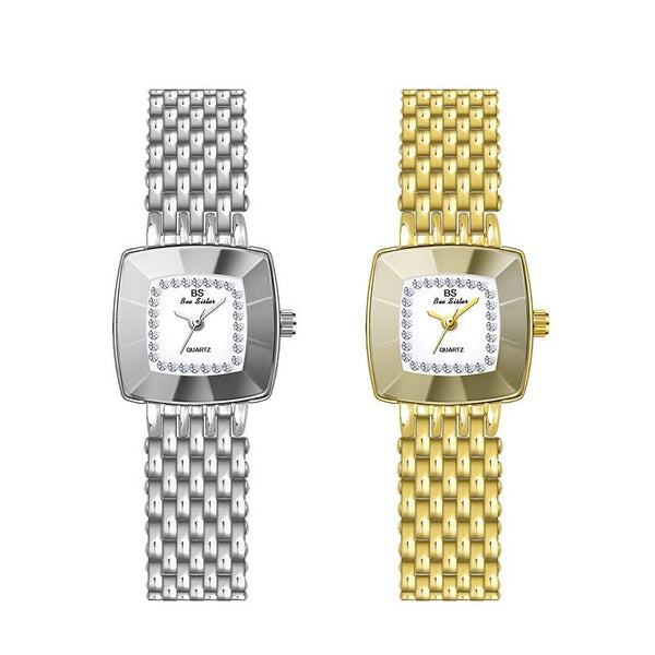 Stainless Steel Square Dial Women Watch With Simple Strap Silver Watches