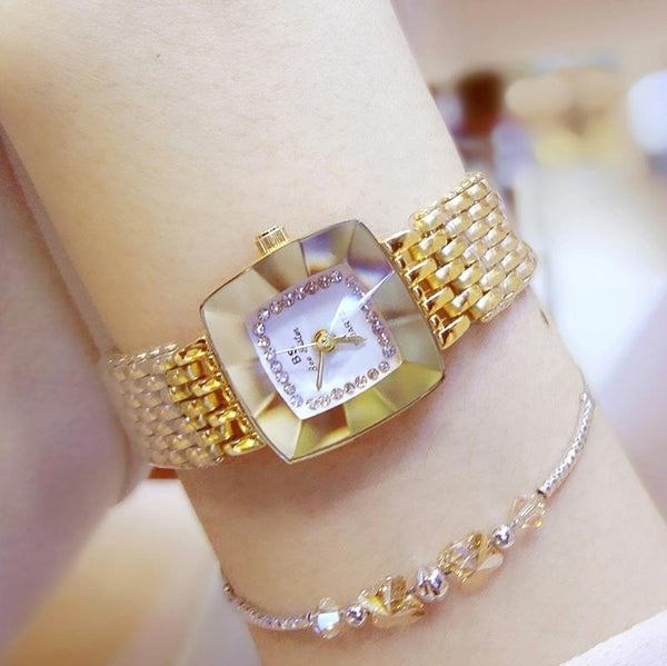 Stainless Steel Square Dial Women Watch With Simple Strap Silver Watches