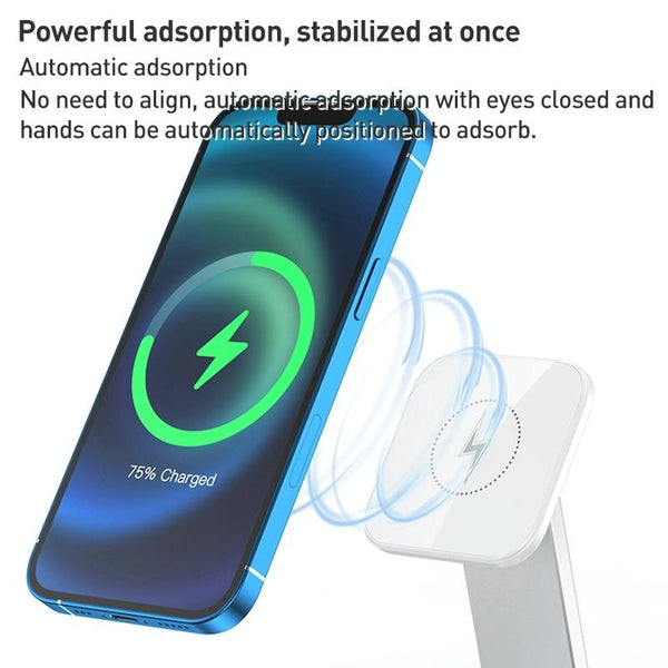 Foldable 3 In 1 Wireless Fast Charger White Chargers & Cradles