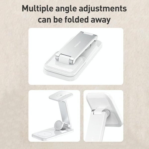Foldable 3 In 1 Wireless Fast Charger White Chargers & Cradles