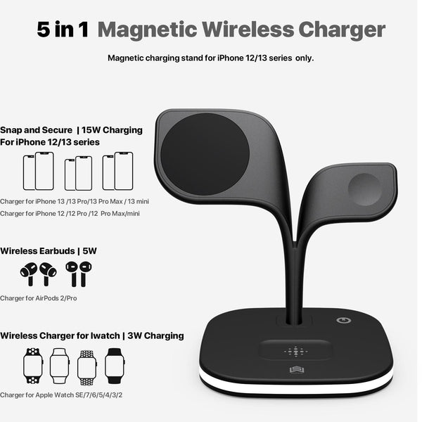 15W In Magnetic Wireless Charger With Stand Black Chargers & Cradles
