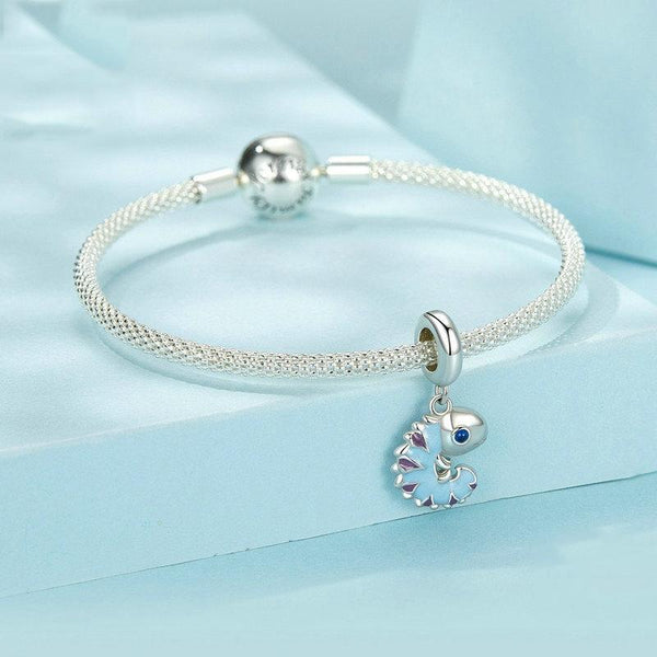 925 Sterling Silver Platinum Plated Chameleon Pendant Charms & Pendants