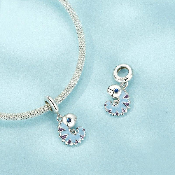 925 Sterling Silver Platinum Plated Chameleon Pendant Charms & Pendants