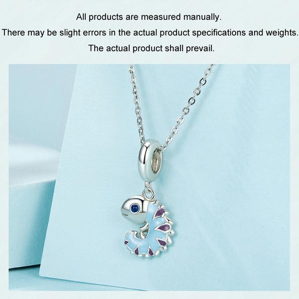 925 Sterling Silver Platinum Plated Chameleon Pendant Charms & Pendants