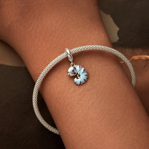 925 Sterling Silver Platinum Plated Chameleon Pendant Charms & Pendants