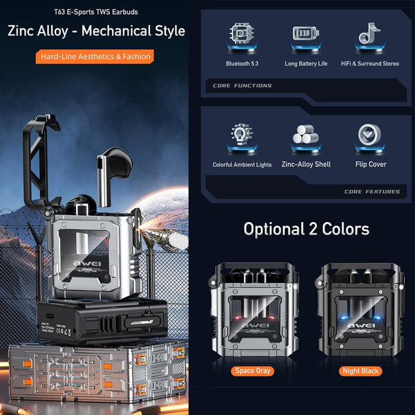 Wireless Gaming Tws Bluetooth Black Earbuds