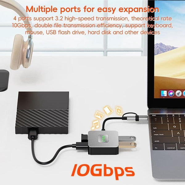 4 In 1 Usb C To 3.2 Port Hub Adapter Grey Usb Cables Hubs & Adapters