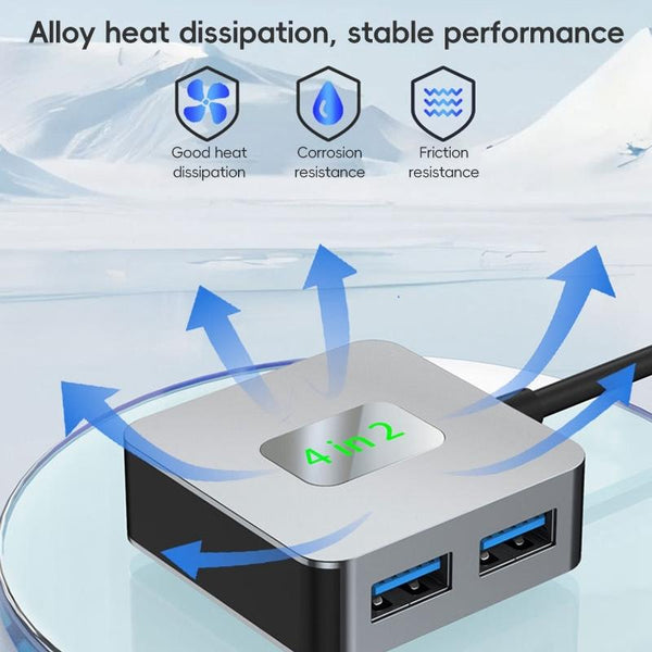 4 In 1 Usb C To 3.2 Port Hub Adapter Grey Usb Cables Hubs & Adapters